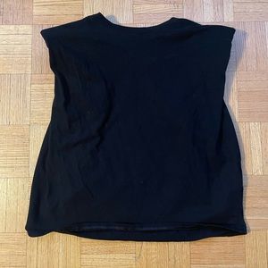 Babaton black sleeveless with shoulder pads.
